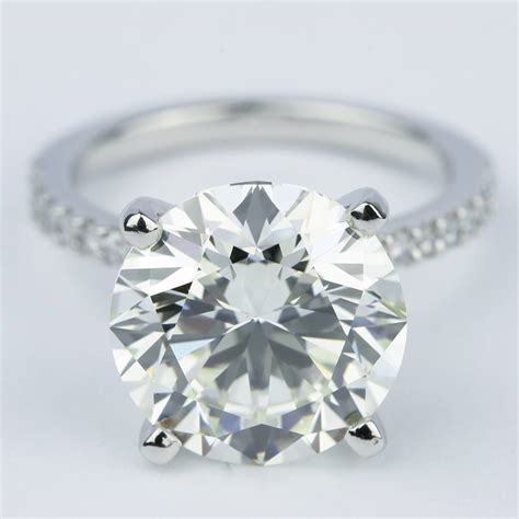 6 Carat Round Diamond Ring With Scalloped Band