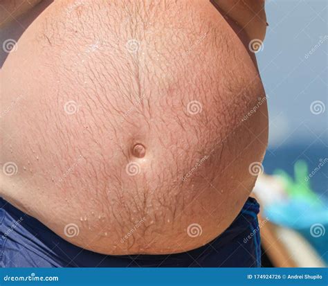 Big Belly of a Fat Man on the Beach Stock Photo - Image of summer ...