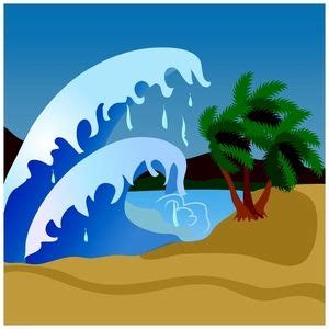 Tsunami Clipart Image Cartoon Tsunami Overtaking An Island | Wave ...