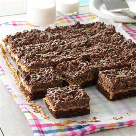 Chocolate & Peanut Butter Crispy Bars Recipe | Taste of Home