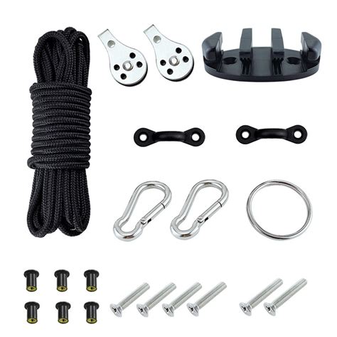 Kayak Anchor Trolley Kit Rope Pulleys Pad Eyes Rivets Marine ...