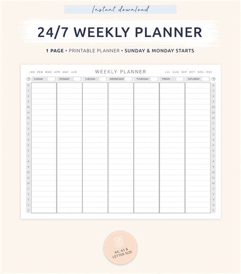 A4 Instant Download Weekly Planner Weekly To-Do List Weekly Organizer Weekly Schedule Printable ...