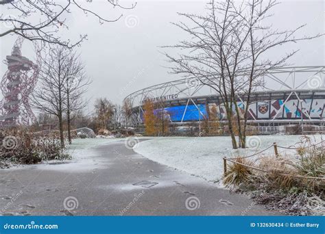 Queen Elizabeth Olympic Park in Snow Editorial Stock Image - Image of ...