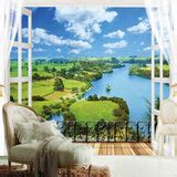 Custom Mural Nature Landscape Window 3D Wallpaper | BVM Home