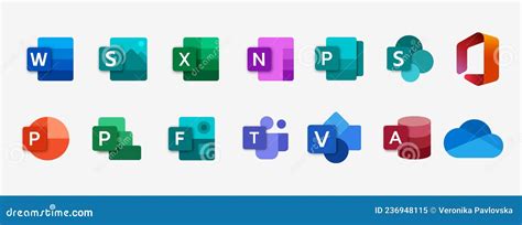 Set Icons Microsoft Office 365: Word, Excel, OneNote, Yammer, Sway ...