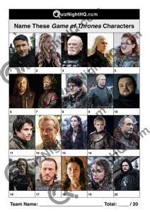 Game of Thrones 001 – Characters – QuizNightHQ