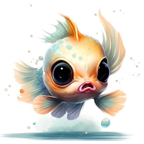 Premium AI Image | Beautiful cartoon baby Guppy in Disney style on white background