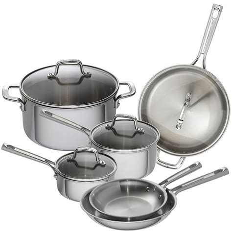 Emeril Lagasse 62850 10 Piece Tri-ply Stainless Steel Cookware Set Silver for sale online | eBay ...