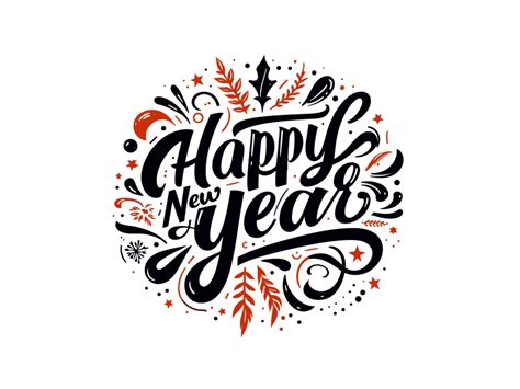 Happy New Year Calligraphy Design Vector PNG vector in SVG, PDF, AI, CDR format