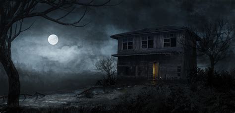 Wallpaper : night, horror, spooky, snow, winter, artwork, house, Moon, morning, moonlight ...