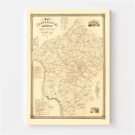 Vintage Map of Hunterdon County, New Jersey 1851 by Ted's Vintage Art