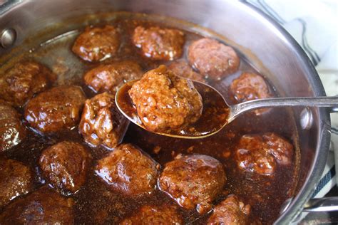 Meatballs and Brown Gravy - Baked Broiled and Basted