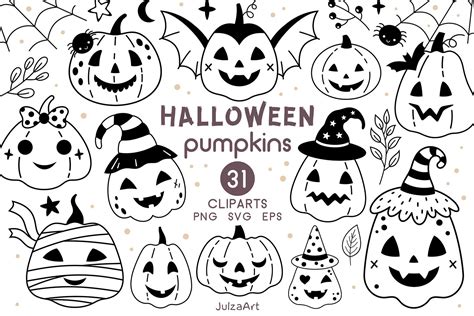 Halloween Pumpkins Clipart Black And White