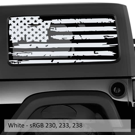 Jeep Wrangler Jk & JL American Flag Window Hardtop Set Vinyl Decal | Jeep Wrangler Decal