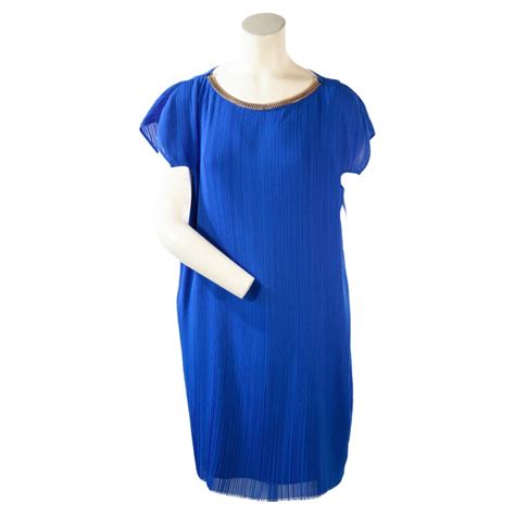 Versace Electric Blue Pleated Dress For Sale at 1stDibs