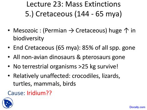 Cretaceous - Evolution - Lecture Slides - Docsity