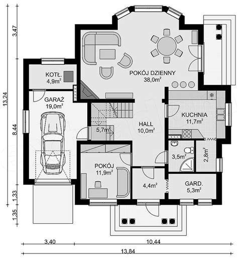 the floor plan for a house with three bedroom and two bathrooms, including an attached garage