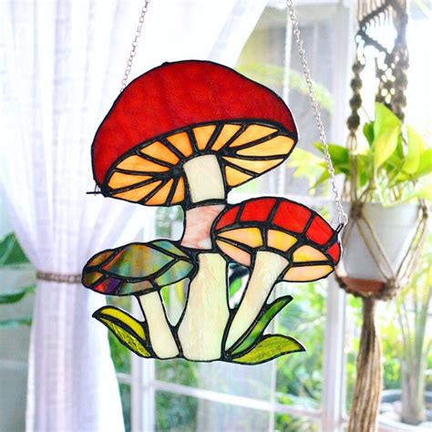 RESERVED: Stained-glass Toadstool Sun-catcher | Etsy | Stained glass crafts, Stained glass ...