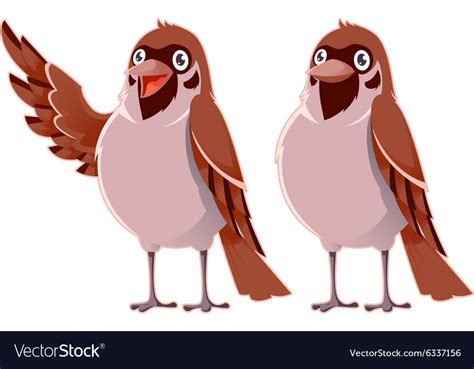 Happy cartoon sparrows Royalty Free Vector Image