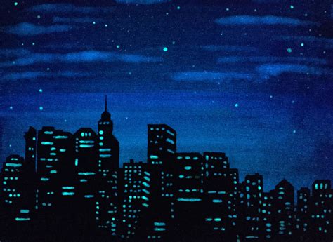 Newyork Cityscape Glow in the Dark City Skyline Sillouette Night Ime ...