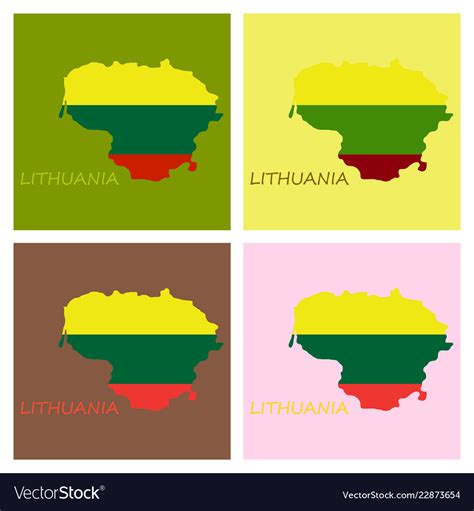 Map of lithuania with flag as texture isolated Vector Image