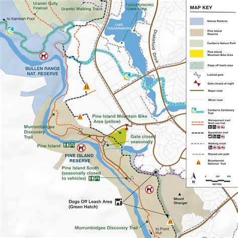 Pine Island and Point Hut Crossing map - Parks ACT