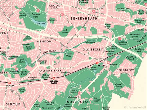 Bexley (London borough) retro map giclee print – Mike Hall maps & illustration