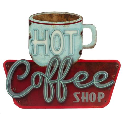 Hot Coffee Shop Embossed Metal Sign - Walmart.com