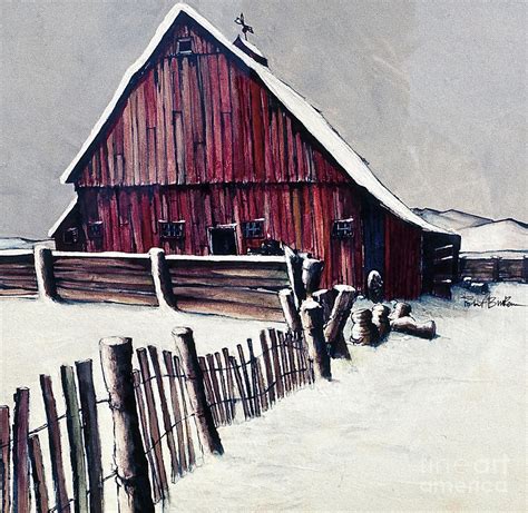 Winter Barn Painting at PaintingValley.com | Explore collection of ...