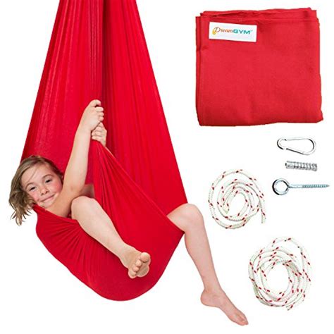 DreamGYM Sensory Swing - X-Large Therapy Swing - 95% Cotton - Red Compression Swing for Autism ...