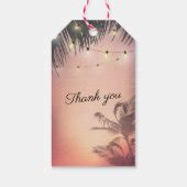 Wedding Thank You Summer Palm Trees String Lights Gift Tags | Zazzle