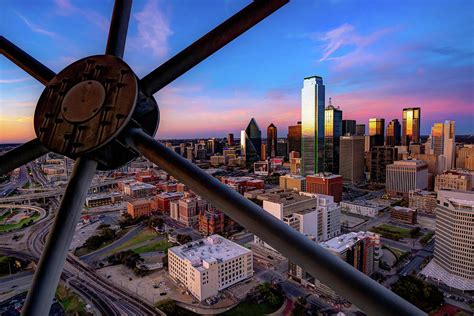 Reunion Tower View of Dallas Skyline at Dusk Photograph by Gregory Ballos