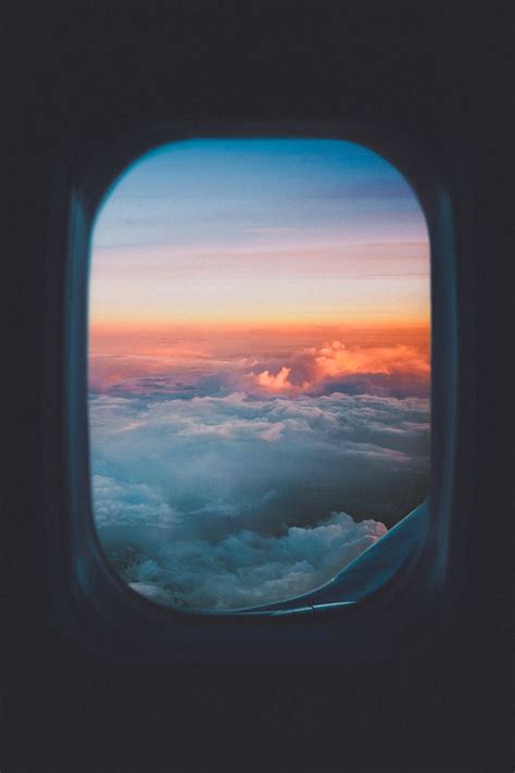 Download Airplane Window Aesthetic Sunset Clouds Wallpaper | Wallpapers.com