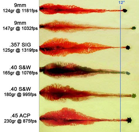 9mm, 357, 40, 45 Handgun Ballistics:The following image shows the wound ...