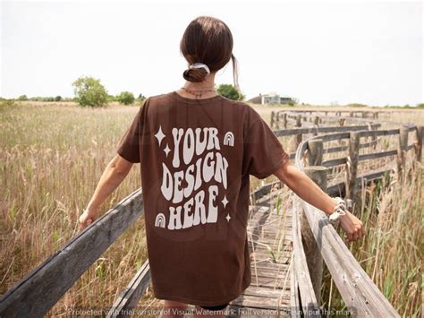 Oversized Brown Tshirt Back Mockup Bella Canvas 3001 Brown - Etsy ...