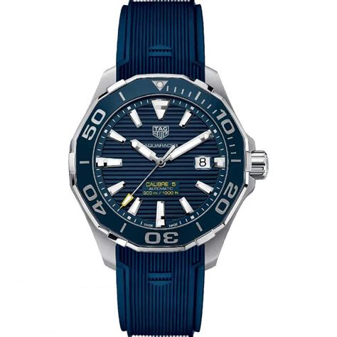 TAG Heuer Men's Aquaracer 43mm Blue Rubber Automatic Watch - Watches from Francis & Gaye ...