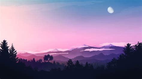 Beautiful, Minimaist, Sunrise, Scenery, Mountain, Forest, 4K, #6.1036 Wallpaper