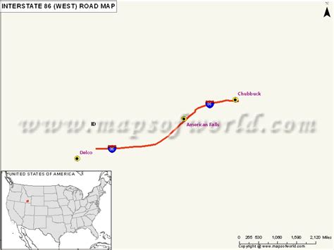 US Interstate 86 (I-86) West Map - Heyburn, Idaho to Pocatello, Idaho