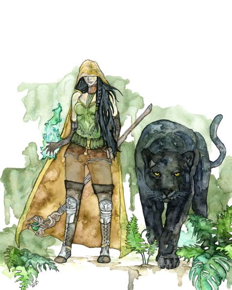 Watercolor Druid Print Painting titled The