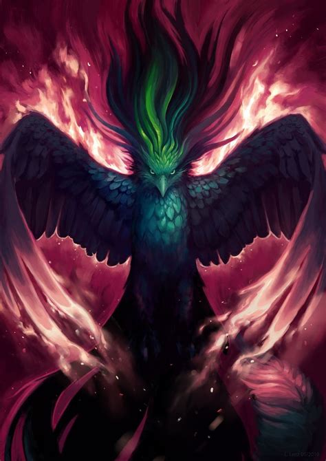 ArtStation - Green Phoenix, Lisa Lenz | Mythical creatures art, Phoenix art, Dark fantasy art