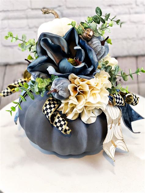 Fall Centerpiece Blue Pumpkin Decor Autumn Decor | Etsy