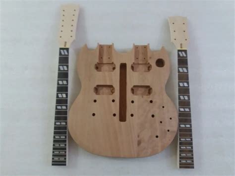 DIY SG Electric Double Neck Guitar Kit Solid Mahogany Body & maple Neck ...