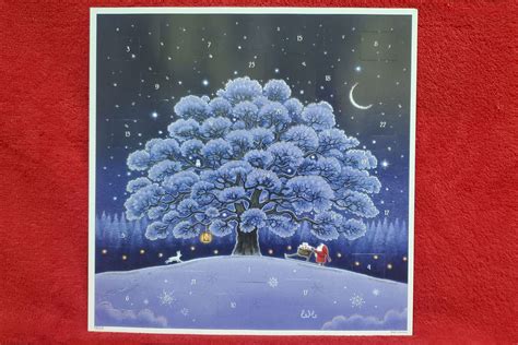 Santa under Snowy Oak Tree Advent Calendar-ACSantaOakTree