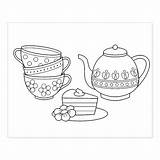 Teapots And Teacups Coloring Pages Adult Sketch Page sketch template