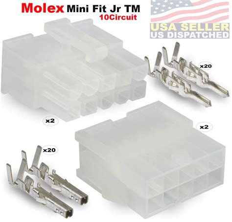 10-Pin Molex Mini-Fit Jr Connector - Wire Conn. with Pins - w/18-24 AWG ...