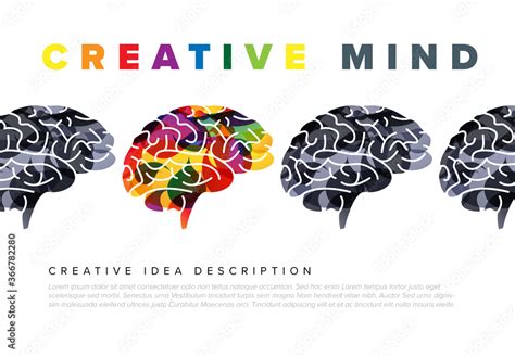 Creative Mind Concept Illustration with Gray and Colorful Brain ...