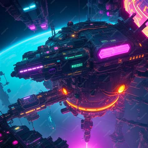 Premium AI Image | A cyberpunk space station