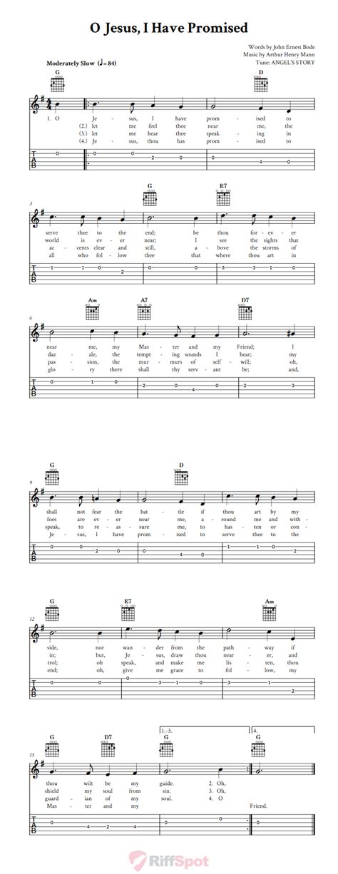 O Jesus, I Have Promised - Easy Guitar Sheet Music and Tab with Chords and Lyrics