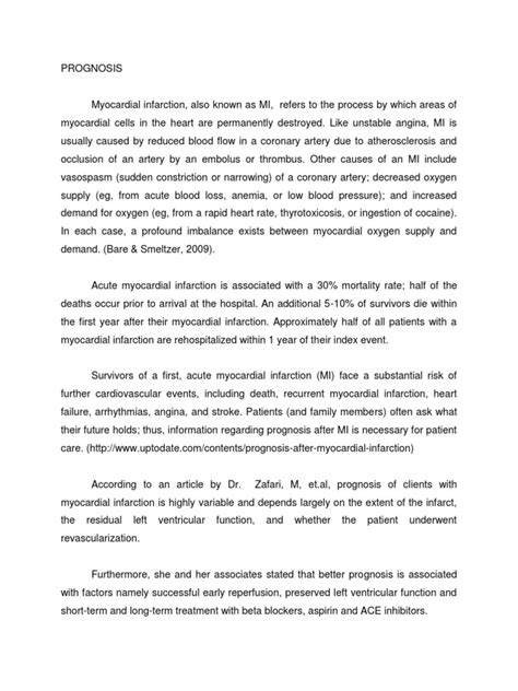 Sample Prognosis | PDF | Myocardial Infarction | Angina Pectoris