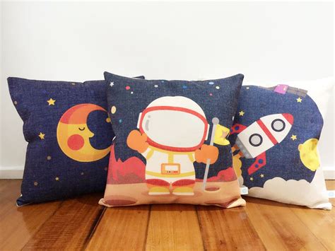 Astronaut Space Moon Space Cushion Cover Blue Yellow White - Etsy ...